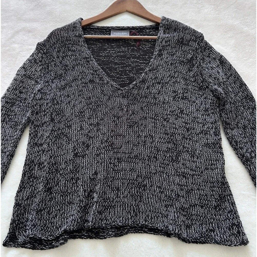 Wooden Ships Knit Sweater XS/Small Marled Boxy Cropped Lightweight - Picture 6 of 12